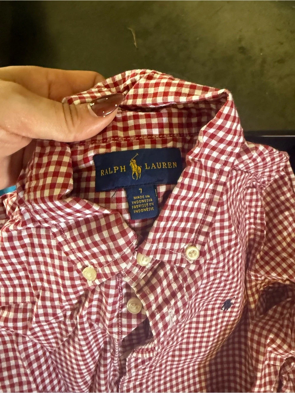 Ralph Lauren Men’s Red & White Gingham Button-Down Shirt